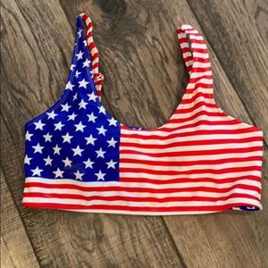 Cute blue white and red swim top